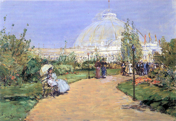 HASSAM HOUSE OF GARDENS WORLD S COLUMBIAN EXPOSITION CHICAGO ARTIST PAINTING OIL
