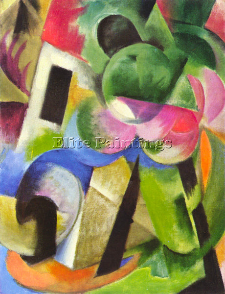 FRANZ MARC HOUSE WITH TREES ARTIST PAINTING REPRODUCTION HANDMADE OIL CANVAS ART