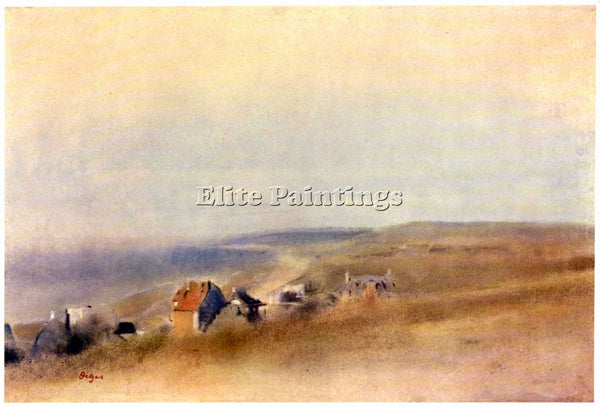 DEGAS HOUSES ON CLIFFS ABOVE A BAY ARTIST PAINTING REPRODUCTION HANDMADE OIL ART