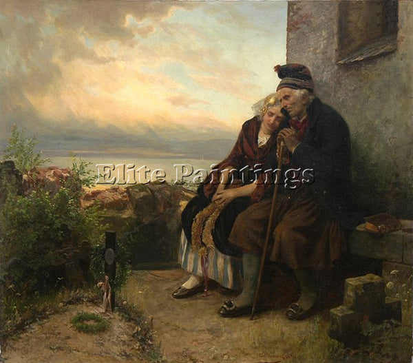 GERMAN HUBNER CARL MOURNING THEIR LOSS ARTIST PAINTING REPRODUCTION HANDMADE OIL