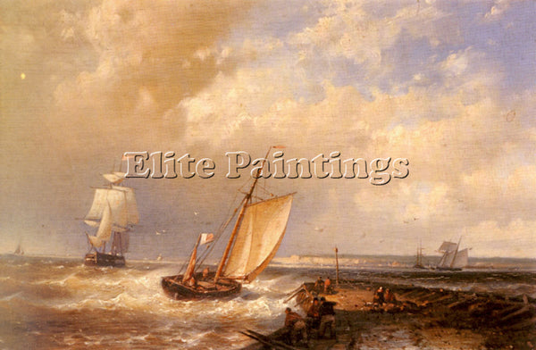 ABRAHAM HULK A DUTCH PINK HEADING OUT TO SEA WITH SHIPPING BEYOND ARTIST CANVAS