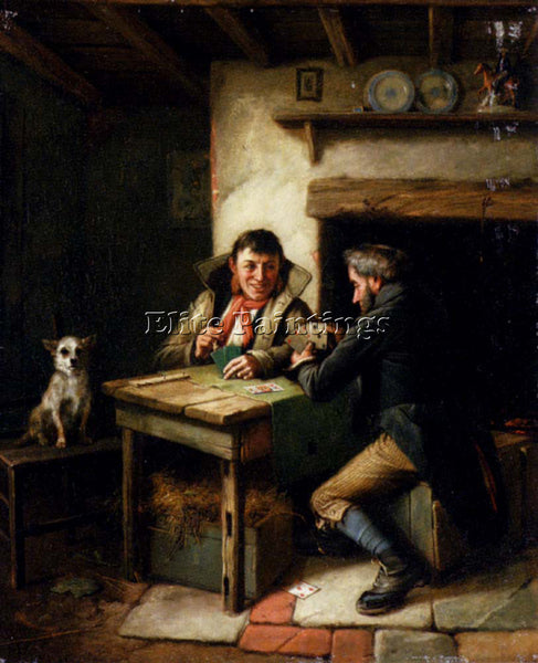 CHARLES HUNT THE CARD PLAYERS ARTIST PAINTING REPRODUCTION HANDMADE CANVAS REPRO
