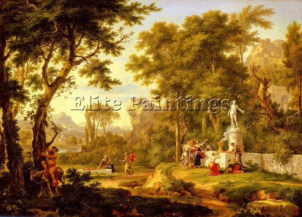 JAN VAN HUYSUM A CLASSICAL LANDSCAPE WITH THE WORSHIP OF BACCHUS ARTIST PAINTING