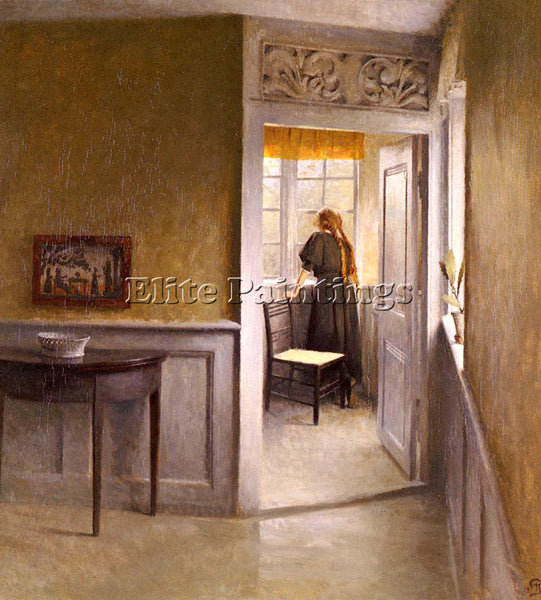 PETER ILSTED VILHELM LOOKING OUT THE WINDOW ARTIST PAINTING HANDMADE OIL CANVAS