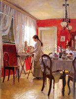 PETER ILSTED WILHELM THE DINING ROOM ARTIST PAINTING REPRODUCTION HANDMADE OIL