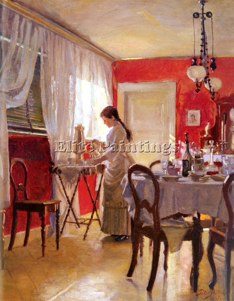 PETER ILSTED WILHELM THE DINING ROOM ARTIST PAINTING REPRODUCTION HANDMADE OIL