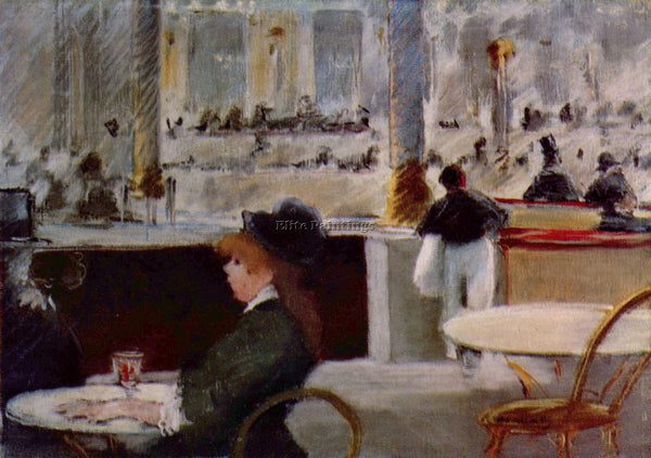 MANET IN CAFE 1 ARTIST PAINTING REPRODUCTION HANDMADE CANVAS REPRO WALL  DECO