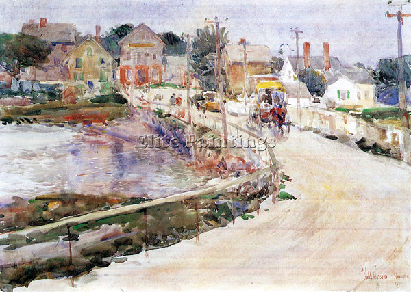 HASSAM IN GLOUCESTER ARTIST PAINTING REPRODUCTION HANDMADE OIL CANVAS REPRO WALL