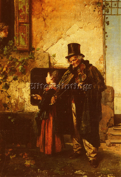 ITALIAN INDUNO DOMENICO THE OLD MUSICIAN ARTIST PAINTING REPRODUCTION HANDMADE
