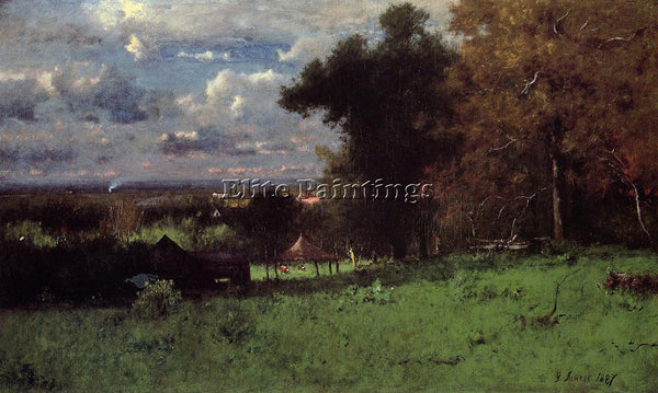 GEORGE INNESS A BREEZY AUTUMN ARTIST PAINTING REPRODUCTION HANDMADE CANVAS REPRO