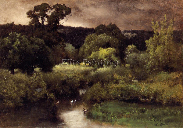 GEORGE INNESS A GRAY LOWERY DAY ARTIST PAINTING REPRODUCTION HANDMADE OIL CANVAS
