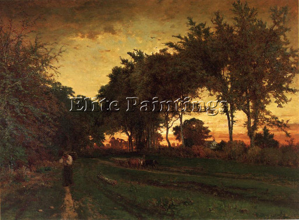 GEORGE INNESS EVENING LANDSCAPE ARTIST PAINTING REPRODUCTION HANDMADE OIL CANVAS