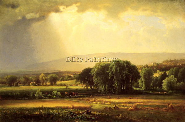 GEORGE INNESS HARVEST SCENE IN THE DELAWARE VALLEY ARTIST PAINTING REPRODUCTION