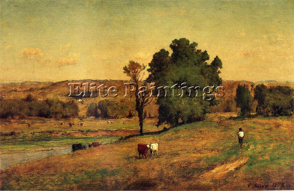 GEORGE INNESS LANDSCAPE WITH FIGURE ARTIST PAINTING REPRODUCTION HANDMADE OIL