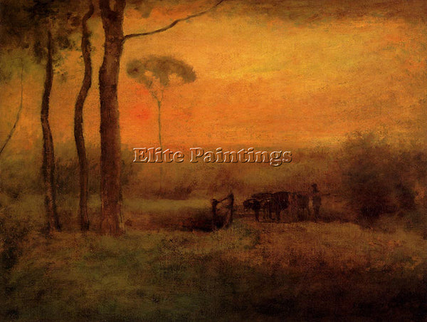GEORGE INNESS PASTORAL LANDSCAPE AT SUNSET ARTIST PAINTING REPRODUCTION HANDMADE