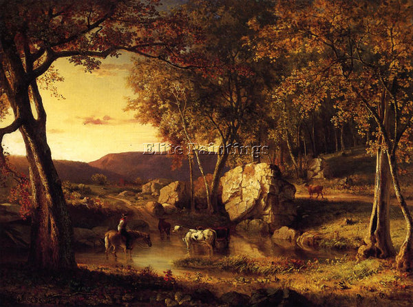 GEORGE INNESS SUMMER DAYS CATTLE DRINKING LATE SUMMER EARLY AUTUMN REPRODUCTION