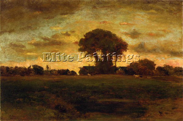 GEORGE INNESS SUNSET ON A MEADOW ARTIST PAINTING REPRODUCTION HANDMADE OIL REPRO