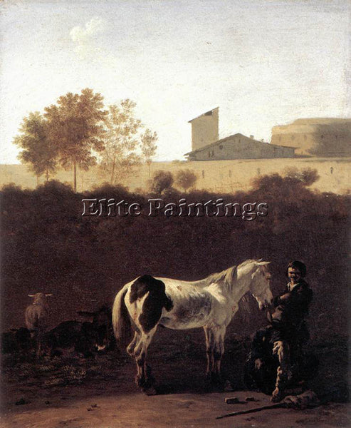 KAREL DUJARDIN ITALIAN LANDSCAPE WITH HERDSMAN AND A PIEBALD HORSE REPRODUCTION