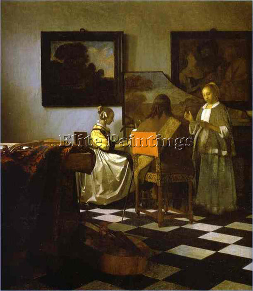 JAN VERMEER THE CONCERT ARTIST PAINTING REPRODUCTION HANDMADE CANVAS REPRO WALL