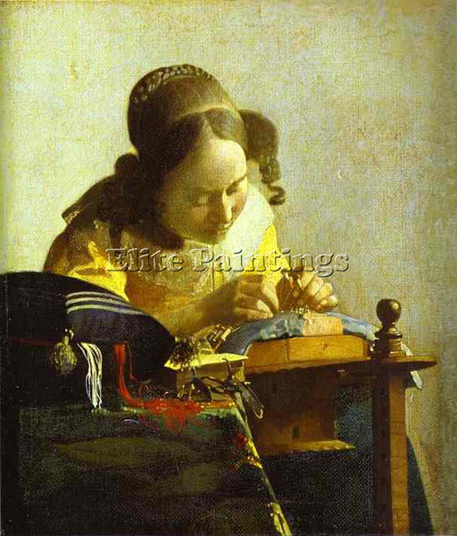 JAN VERMEER THE LACEMAKER ARTIST PAINTING REPRODUCTION HANDMADE OIL CANVAS REPRO