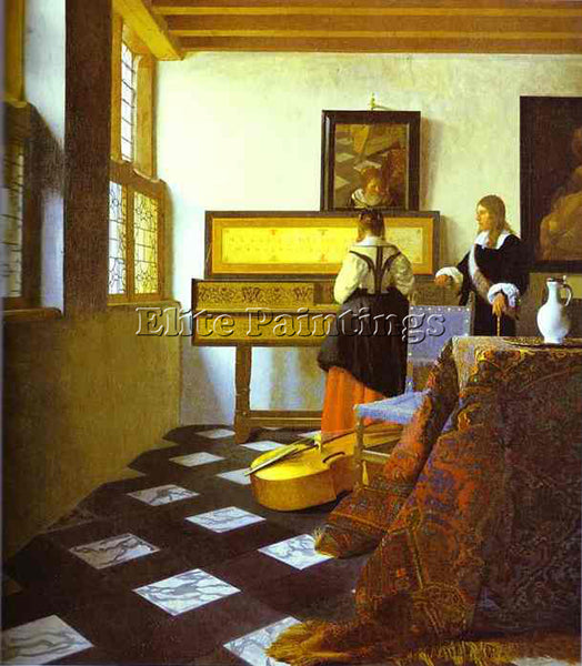 JAN VERMEER THE MUSIC LESSON ARTIST PAINTING REPRODUCTION HANDMADE CANVAS REPRO