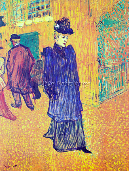 TOULOUSE-LAUTREC JANE AVRIL LEAVES THE MOULIN ROUGE ARTIST PAINTING REPRODUCTION
