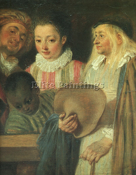 JEAN ANTOINE WATTEAU ACTORS FROM A FRENCH THEATRE DETAIL ARTIST PAINTING CANVAS