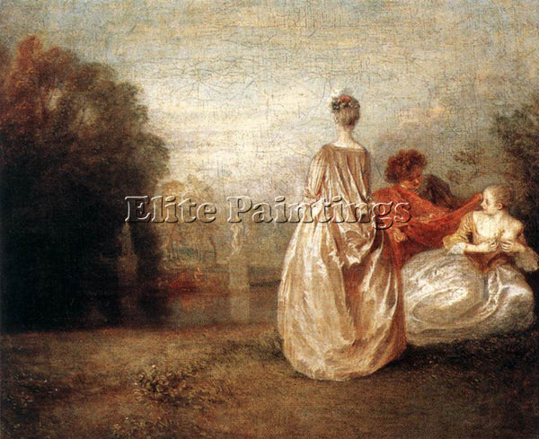 JEAN ANTOINE WATTEAU TWO COUSINS ARTIST PAINTING REPRODUCTION HANDMADE OIL REPRO