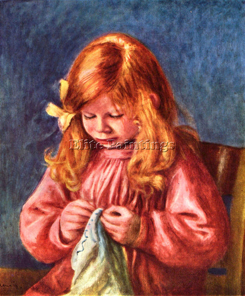 RENOIR JEAN RENOIR SEWING ARTIST PAINTING REPRODUCTION HANDMADE OIL CANVAS REPRO