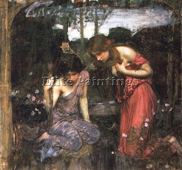 JOHN WILLIAM WATERHOUSE  NYMPHS FINDING THE HEAD OF ORPHEUS STUDY JW OIL CANVAS
