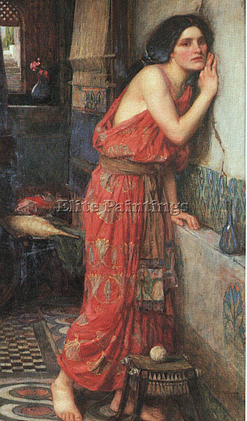 JOHN WILLIAM WATERHOUSE  THISBE A ARTIST PAINTING REPRODUCTION HANDMADE OIL DECO