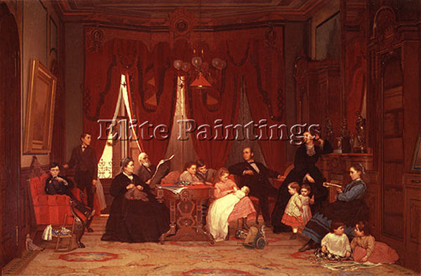 EASTMAN JOHNSON THE HATCH FAMILY ARTIST PAINTING REPRODUCTION HANDMADE OIL REPRO