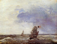 JOHAN BARTHOLD JONGKIND SHIPS AT SEA ARTIST PAINTING REPRODUCTION HANDMADE OIL