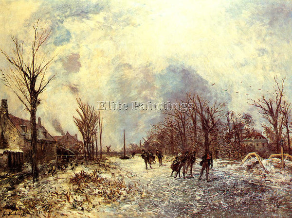JOHAN BARTHOLD JONGKIND SKATERS IN HOLLAND ARTIST PAINTING REPRODUCTION HANDMADE