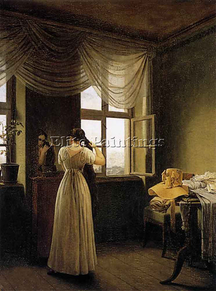 GEORG FRIEDRICH KERSTING AT THE MIRROR ARTIST PAINTING REPRODUCTION HANDMADE OIL