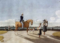 KOBELL GENTLEMAN ON HORSEBACK AND COUNTRY GIRL ON BANKS ISAR NEAR MUNICH ARTIST
