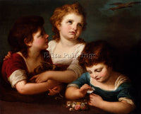 ANGELICA KAUFFMANN CHILDREN WITH A BIRDS NEST AND FLOWERS ARTIST PAINTING CANVAS