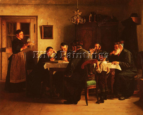ISIDOR KAUFMANN DISCUSSING THE TALMUD ARTIST PAINTING REPRODUCTION HANDMADE OIL