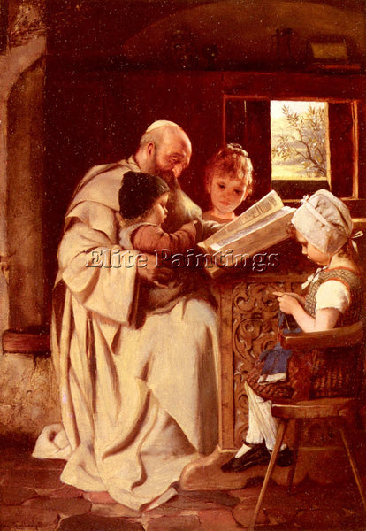 GERMAN KAULBACH HERMANN READING THE BIBLE ARTIST PAINTING REPRODUCTION HANDMADE