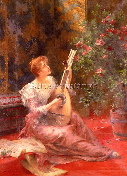 CONRAD KIESEL THE LUTE PLAYER ARTIST PAINTING REPRODUCTION HANDMADE CANVAS REPRO