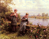 DANIEL RIDGWAY KNIGHT MARIA AND MADELEINE FISHING ARTIST PAINTING REPRODUCTION