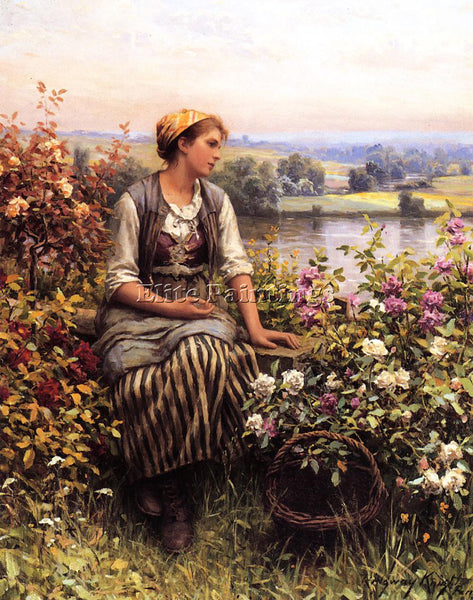 DANIEL RIDGWAY KNIGHT DAYDREAMING ARTIST PAINTING REPRODUCTION HANDMADE OIL DECO