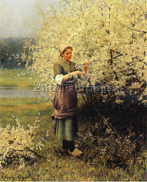 DANIEL RIDGWAY KNIGHT SPRING BLOSSOMS ARTIST PAINTING REPRODUCTION HANDMADE OIL