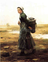 DANIEL RIDGWAY KNIGHT THE OYSTER GATHERER ARTIST PAINTING REPRODUCTION HANDMADE