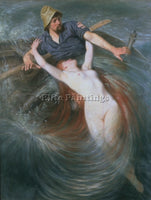 SWEDEN KNUT EKWALL FISHERMAN AND THE SIREN ARTIST PAINTING REPRODUCTION HANDMADE