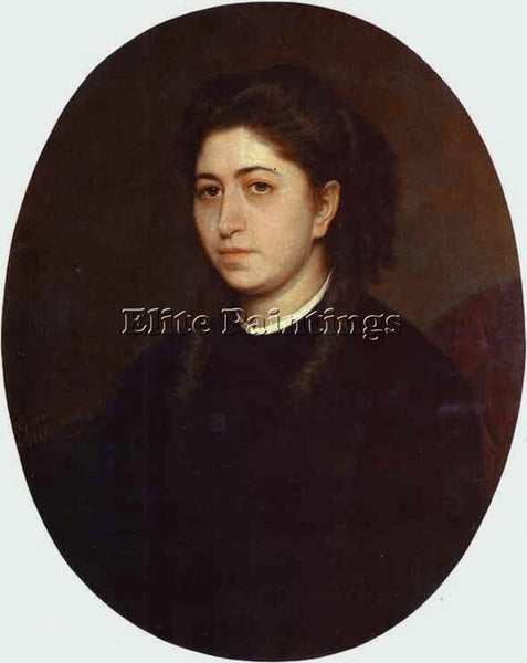IVAN NIKOLAEVICH KRAMSKOY PORTRAIT YOUNG WOMAN DRESSED IN BLACK VELVET PAINTING