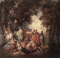 NICOLAS LANCRET COMPANY IN THE PARK ARTIST PAINTING REPRODUCTION HANDMADE OIL