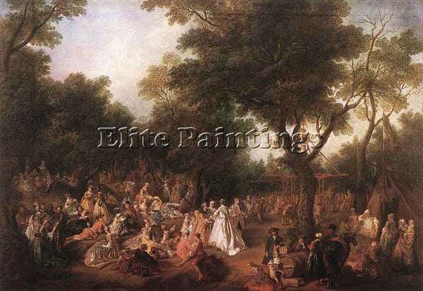 NICOLAS LANCRET FETE IN A WOOD ARTIST PAINTING REPRODUCTION HANDMADE OIL CANVAS