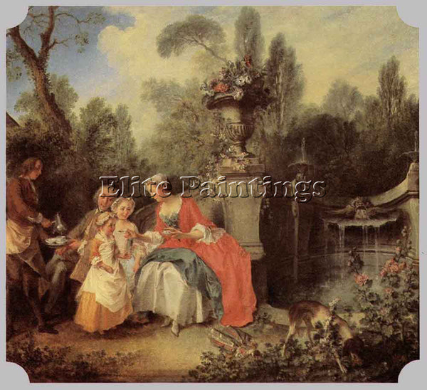 NICOLAS LANCRET LADY AND GENTLEMAN WITH TWO GIRLS AND A SERVANT ARTIST PAINTING