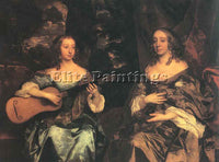 SIR PETER LELY TWO LADIES OF THE LAKE FAMILY ARTIST PAINTING HANDMADE OIL CANVAS